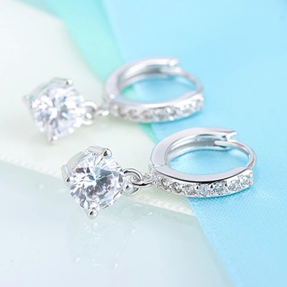 925 Silver Zircon Diamond Earrings - Picture 5 of 16